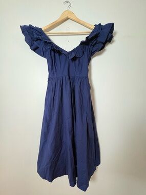 Hill House Home Akilah Nap Dress - Navy Blue Cotton Blend - Size Small